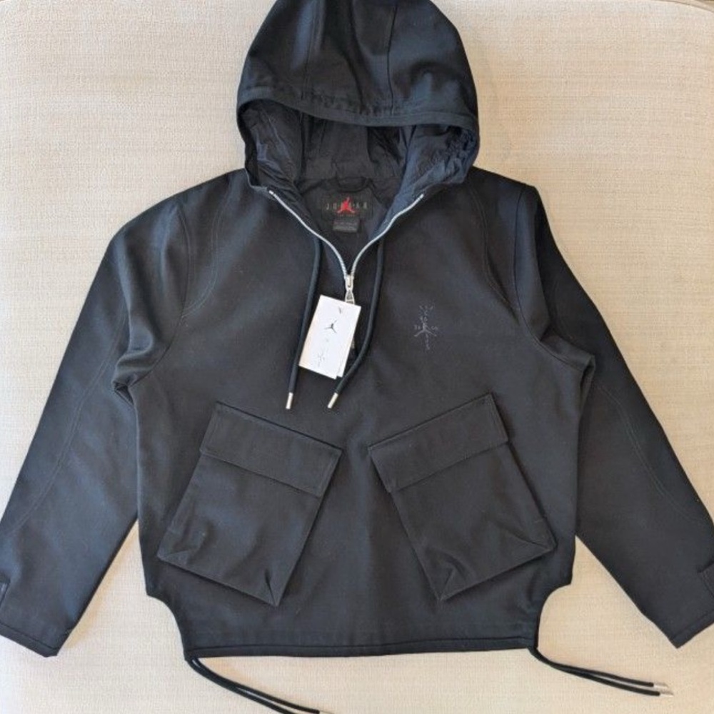 Jordan Black Windbreaker with Hood and Relaxed Fit